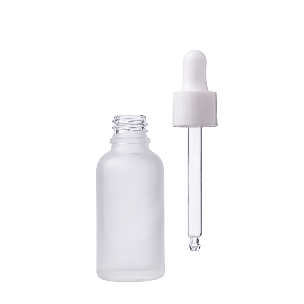 Матовый стеклянный флакон 24R-GB30CM 30мл с белым дроппером 24R-DRO18S