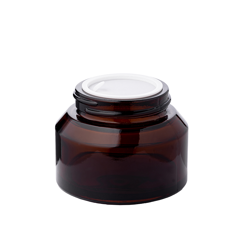 Стеклянная косметическая банка 79R-SMH-001 янтарная 50ml