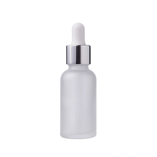Матовый стеклянный флакон 24R-GB30CM с серебристым дроппером 24R-DRO18M