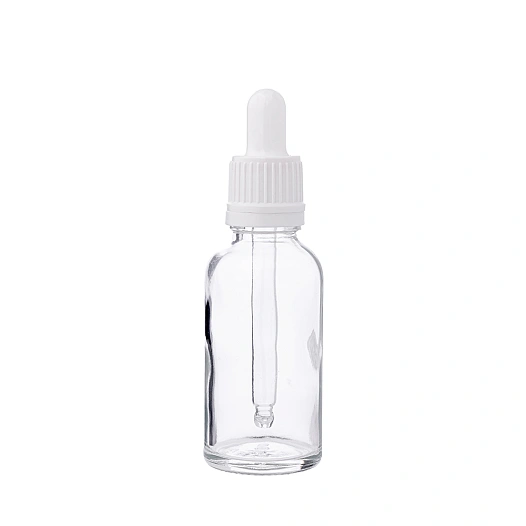Стеклянный флакон 24R-GB30C 30ml с белым дроппером с КПВ 24R-DRO18TE