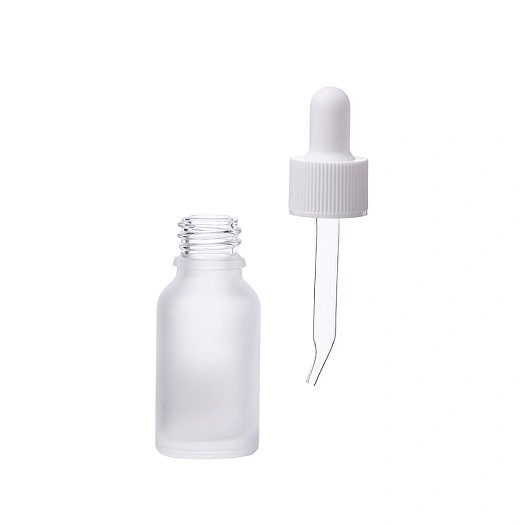 Матовый стеклянный флакон 24R-GB15CM 15мл с белым дроппером 24R-DRO18R